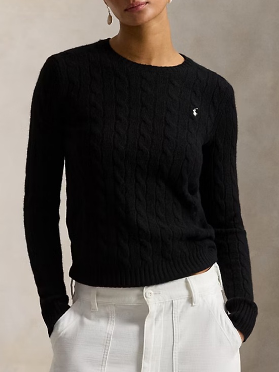 Ralph Lauren Sweaters - Lauren Ralph Lauren Black Cable-Knit Crewneck Sweater